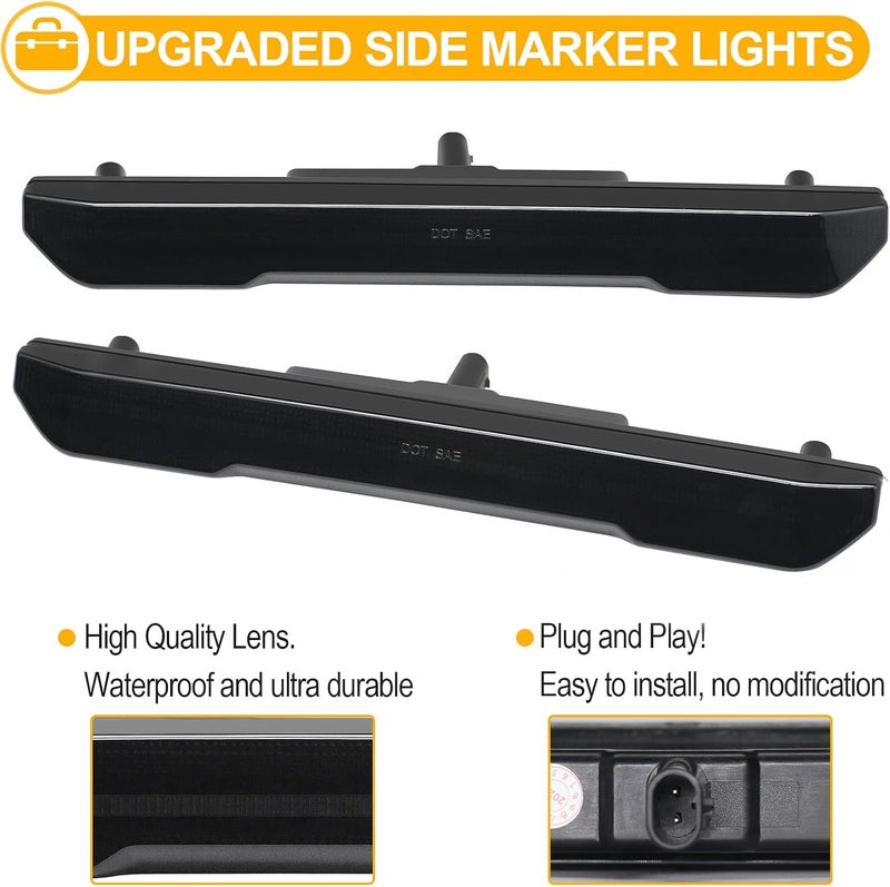 R&F Auto 4PCS Smoked Lens LED Side Marker Lights for Sierra 2500HD 3500HD (2020-2025) - Image 4