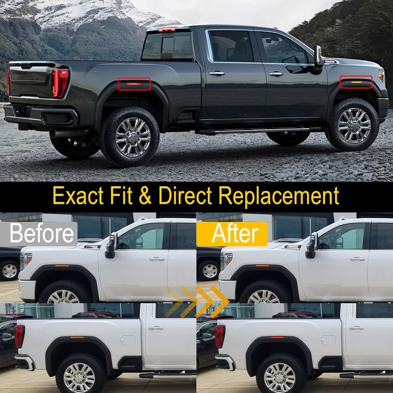 R&F Auto 4PCS Smoked Lens LED Side Marker Lights for Sierra 2500HD 3500HD (2020-2025) - Image 3
