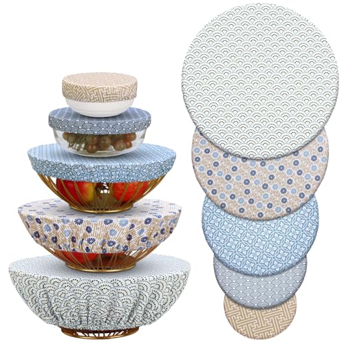 Chengu 10 Pack Cloth Bowl Covers for Bread Rising 5 Size Stretch Elastic Food Storage Container Lids Reusable Cotton Fabric Covers for Food Fruits Leftovers Pastel - Image 1