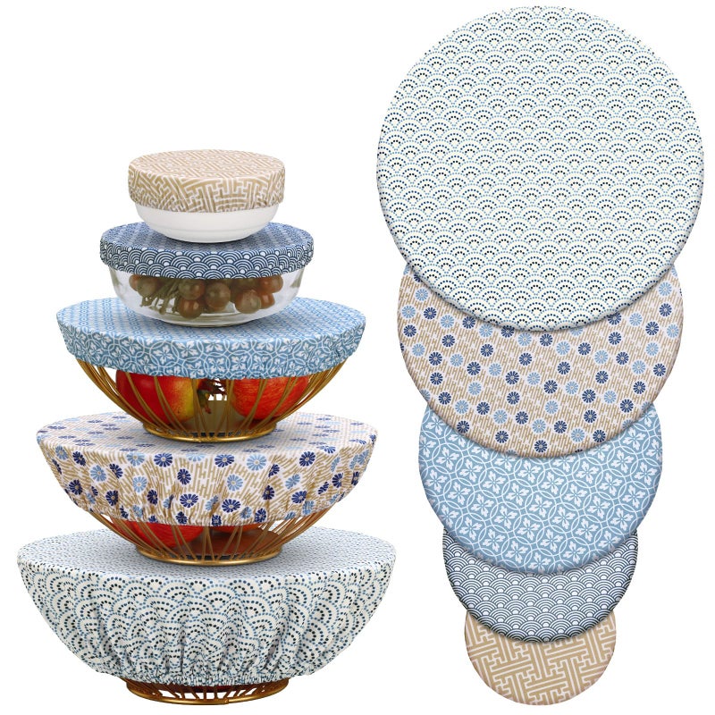 Chengu 10 Pack Cloth Bowl Covers for Bread Rising 5 Size Stretch Elastic Food Storage Container Lids Reusable Cotton Fabric Covers for Food Fruits Leftovers Pastel - Image 2