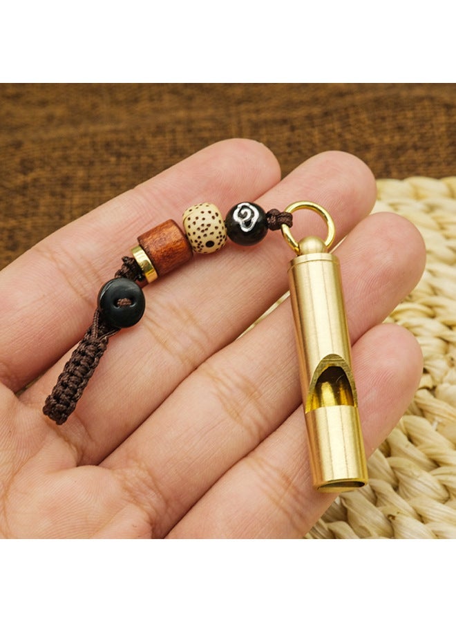 Generic Brass Whistle Referee Retro Outdoor Survival Keychain Children's Life Pendant Camping Training-Color:Whistle + Auspicious Cloud Rope - Image 1