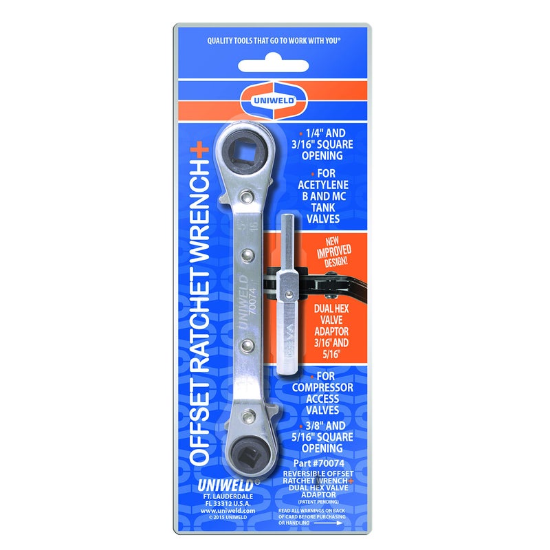 UNIWELD أداة ربط غير متساوية Uniweld 70074 (3/16، 1/4، 5/16، 3/8) مع محول مفتاح سداسي مزدوج DHVA - Image 1