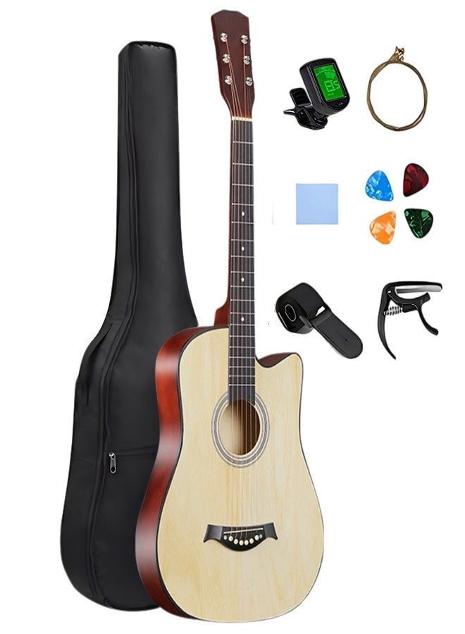 بيوينتي 38 بوصة غيتار مع ملحقات مجموعة للأطفال والكبار مع كيس غيتار ضبط سلسلة النحاس الأحمر سلسلة كابو اختيار وقماش نظيف للهدية ﻿ - Image 1