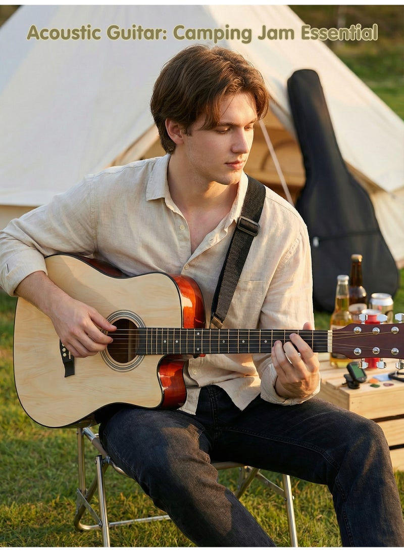 بيوينتي 38 بوصة غيتار مع ملحقات مجموعة للأطفال والكبار مع كيس غيتار ضبط سلسلة النحاس الأحمر سلسلة كابو اختيار وقماش نظيف للهدية ﻿ - Image 5