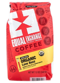 Equal Exchange Organic Coffee Love Buzz Whole Bean French Roasts 12 oz (340 g) 