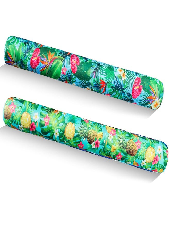 Parentswell Inflatable Pool Noodles Set - 2 Pack Fabric Covered Swimming Noodles for Adults, Pool Floats for Summer Vacation Party, Pool Swim Noodles for Beach Pool Sea Lake (Pineapple & Palm) - Image 1