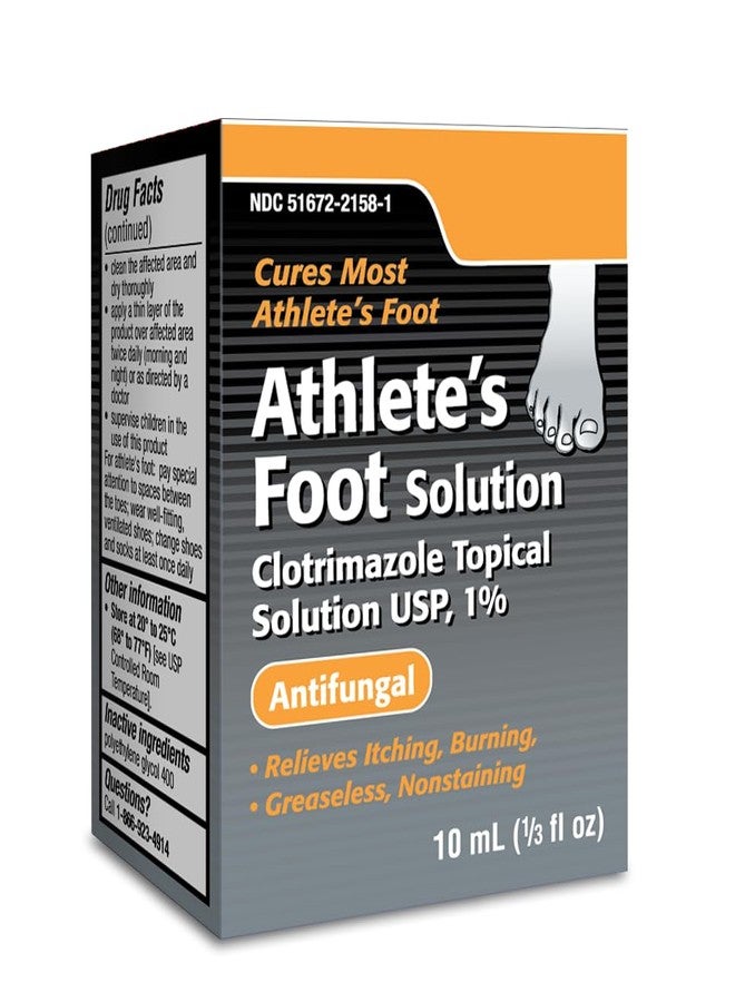 TARO Clotrimazole Athletes Foot Treatment Topical Solution 1%, 1/3 Fl Oz, Jock Itch and Ringworm Treatment, Helps Relieve Itching & Burning - Image 1