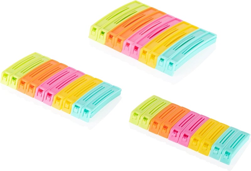 Tosaa Food Snack Bag Pouch Clip Sealer for Keeping Food Fresh for Home, Kitchen, Camping Snack Seal Sealing Bag Clips (Multi-Color) (Pack of 30) - Image 1