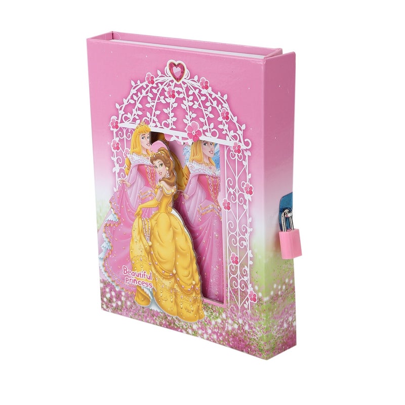 Asera Princess Cindrella Lock Diary For Girls Gifts Options (Small Size 16.5 * 13 * 3 Cm),40 Pages - Image 1