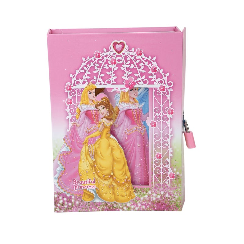 Asera Princess Cindrella Lock Diary For Girls Gifts Options (Small Size 16.5 * 13 * 3 Cm),40 Pages - Image 2