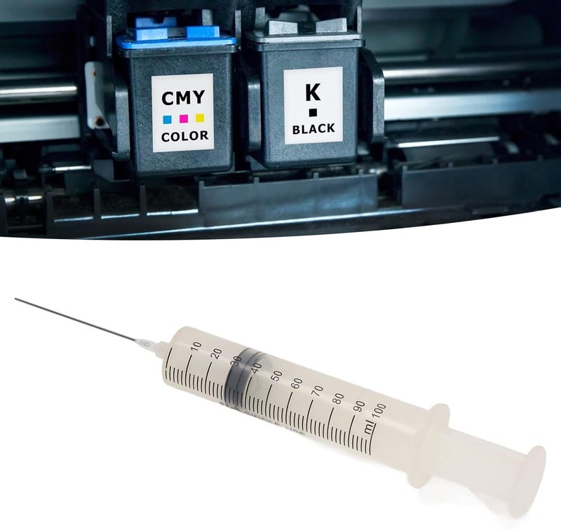Ink Refill Syringe Set Large Capacity 100ml Ink Cartridge Filling Syringe with 10cm Stainless Steel Needle for Printer Ink Refilling - Image 3