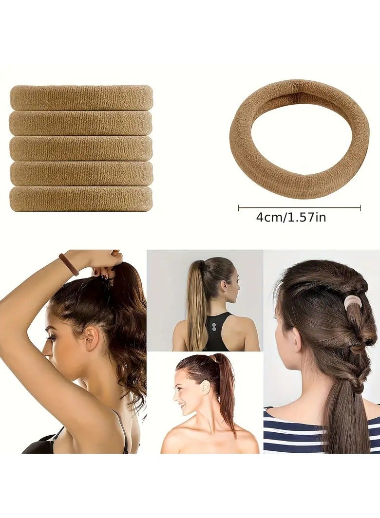 Ucanbe 50pcs Solid Color Elastic Hair Ring Anti-slip Ponytail Rope Fashion T-head Rope Women's Hair Accessories Suitable for Daily Use and Holiday Gifts - Image 2