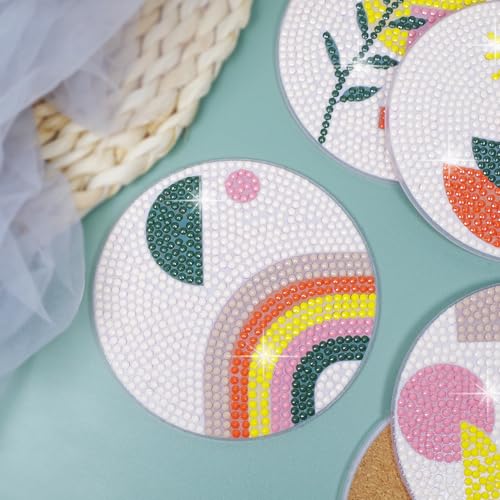 Vcekract Diamond Painting Coasters, 6 Pcs Diamond Art Coasters with Holder, Diamond Art Kits for Adults, Diamond Painting Kits Crafts for Adults - Image 3