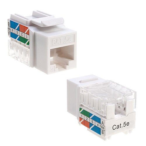 SATMAXIMUM Keystone Jack Cat5e Ethernet Wall Jack 45-Degree UTP Punch Down RJ45 Slim Profile Speed Termination White – Pack of 5/10/20/30/50 - Easier Termination Than 90-Degree (10) - Image 2