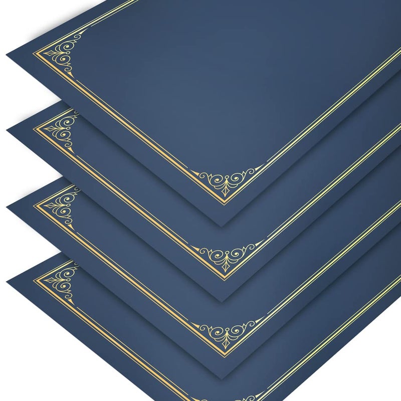 SUNEE 10 Packs Navy Blue Certificate Holders, 250gsm, for 8.5x11 Award Certificates, Certificate Covers with Gold Foil Border - Image 2