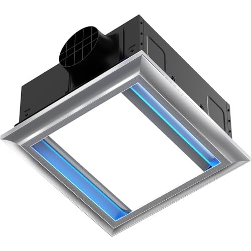 Bullro 12" Ultra Quiet Bathroom Exhaust Fan with Light, 1.0 Sone 160 CFM, Aluminum Bathroom Vent Fan, 10x10 Mount, 1500LM Ceiling Ventilation Fan with Blue Nightlight (Gray) - Image 1