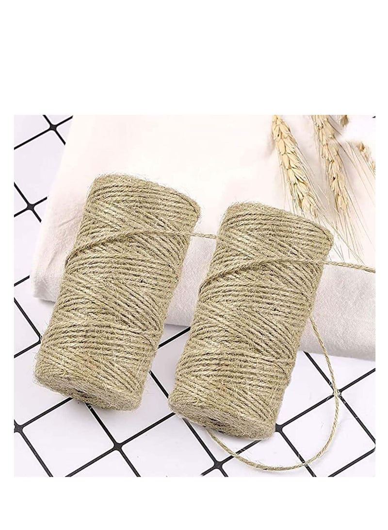 Y&D Natural Jute Twine, 100 Meter /328 Feet 2mm Thick String 3Ply Rope, for Gift Box Packing, Floristry, Gifts, DIY Arts & Crafts, Decoration, Bundling, Garden and Recycling 2 Pack  - Image 2