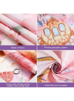 Tatuo Princess Birthday Party Decorations Supplies Princess Theme Backdrop Background Banner for Girl Birthday Party Favor Gold and Pink Royal Castle Carriage Crown Floral Photography Booth Cake Table Decor  - Image 3