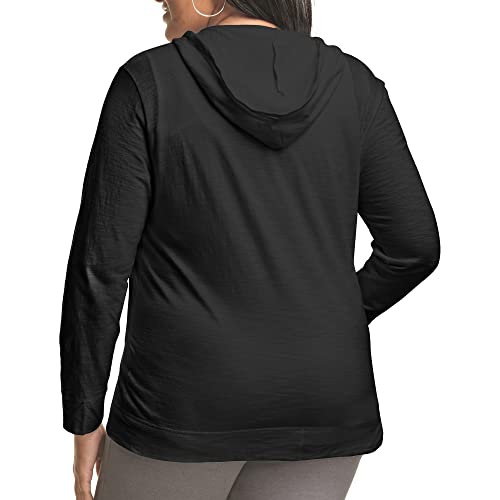 JUST MY SIZE womens Slub-cotton Full-zip Lightweight Women's fashion hoodies, Black, 4X US - Image 2