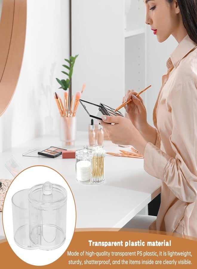 Yonderfume Qtip Dispenser Holder with Cotton Swab, Dual-Compartment Round Cotton Pads Dispenser Small Plastic Swabs Dispensers with Lid, Compact Countertop Storage Container - Image 5