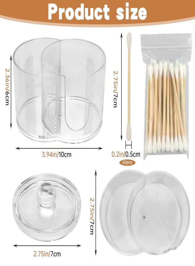 Yonderfume Qtip Dispenser Holder with Cotton Swab, Dual-Compartment Round Cotton Pads Dispenser Small Plastic Swabs Dispensers with Lid, Compact Countertop Storage Container - Image 2