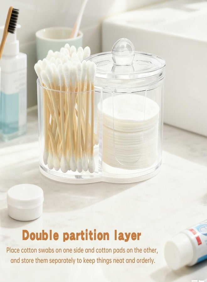 Yonderfume Qtip Dispenser Holder with Cotton Swab, Dual-Compartment Round Cotton Pads Dispenser Small Plastic Swabs Dispensers with Lid, Compact Countertop Storage Container - Image 3