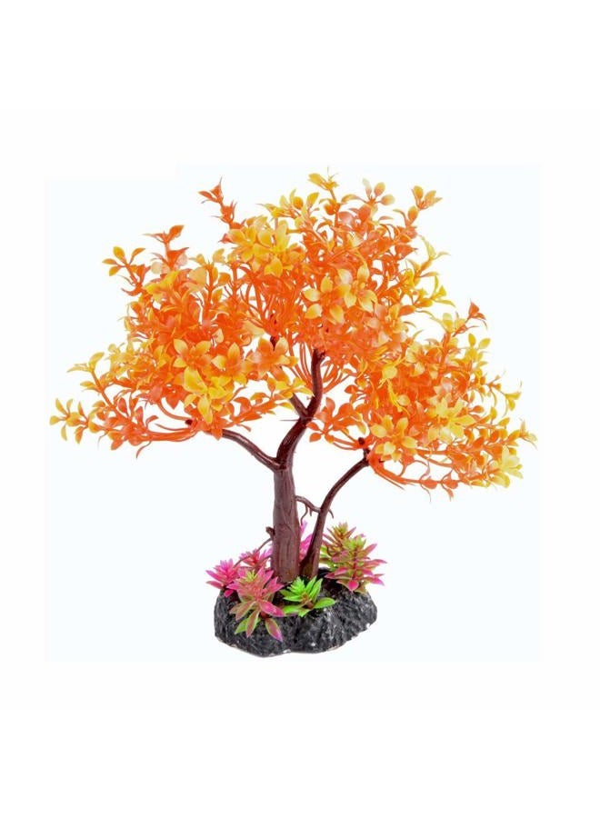Saim Artificial Orange Yellow Tree Plastic Plant Decor for Aquarium Fish Tank Bonsai Ornament 8.6" Height - Image 1
