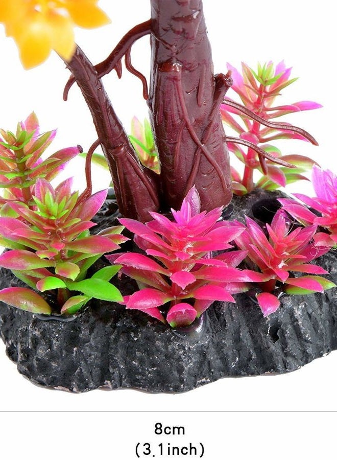 Saim Artificial Orange Yellow Tree Plastic Plant Decor for Aquarium Fish Tank Bonsai Ornament 8.6" Height - Image 5