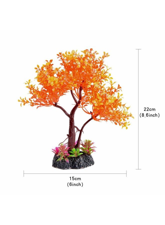 Saim Artificial Orange Yellow Tree Plastic Plant Decor for Aquarium Fish Tank Bonsai Ornament 8.6" Height - Image 2