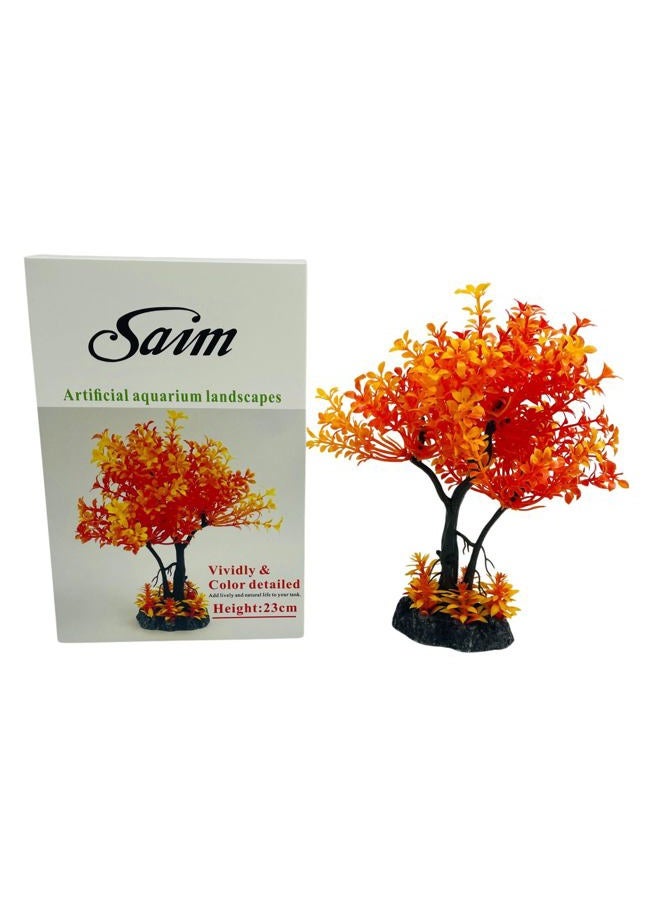 Saim Artificial Orange Yellow Tree Plastic Plant Decor for Aquarium Fish Tank Bonsai Ornament 8.6" Height - Image 4