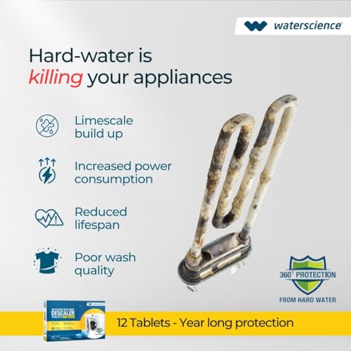 WaterScience Quick Action Washing Machine Cleaning Tablets (Pack of 12) | Hard Water Descaler for Washing Machine, Drum Cleaner for Front and Top Load Washing Machines | Applicable for All Brands - Image 2