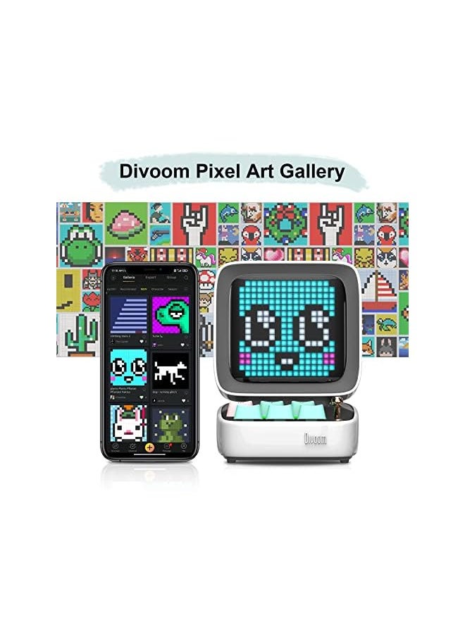 Divoom Ditoo Pixel Art Gaming Portable Bluetooth Speaker With App Controlled 16X16 Led Front Panel White  - Image 3
