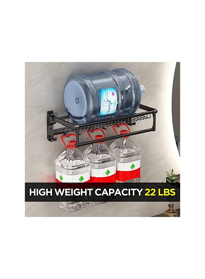 Raxoom Foldable Bathroom Towel Rack 60cm Space Aluminium Wall Mounted Towel Shelf with Towel Bar and 5 Movable Rod Hooks + 4 Fixed Hooks (Adhesive or Drilling Mounting) - Image 5