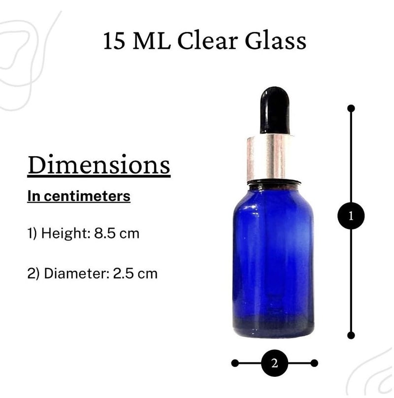 VOW 15 ML Blue Round Empty Glass Bottle Glass Dropper Silver Ring Silicone Black Teat Refillable Reusable Leak Proof for Essential Oils PerfumesPack of 24 - Image 4