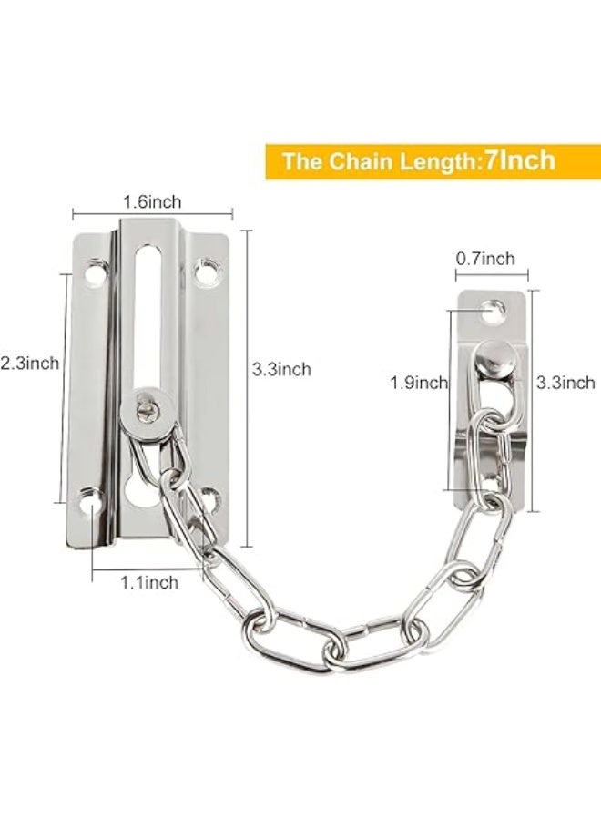 MySouqEg Store - قفل باب بسلسلة من الستانلس ستيل - حماية أمان شديدة التحمل للمنزل، الشقة، المكتب - سهل التركيب مع المسامير المرفقة، قطعة واحدة. - Image 3