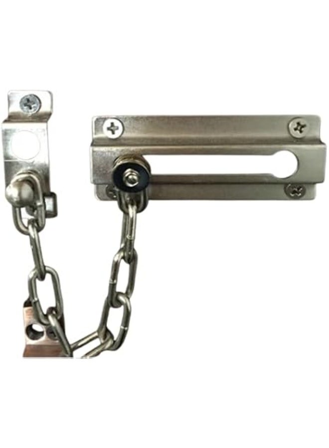 MySouqEg Store - قفل باب بسلسلة من الستانلس ستيل - حماية أمان شديدة التحمل للمنزل، الشقة، المكتب - سهل التركيب مع المسامير المرفقة، قطعة واحدة. - Image 1