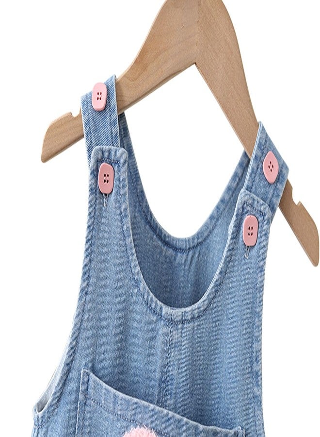 DINGDONG'S CLOSET Baby Toddler Kid Girl Denim Flower Pocket Overalls Suspenders (Blue, 12-18M) - Image 3