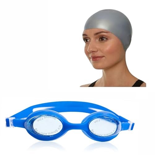 Protoner Swimming Set Combo with Goggles, Cap, Nose & Ear Plugs (Blue Grey) - Image 1