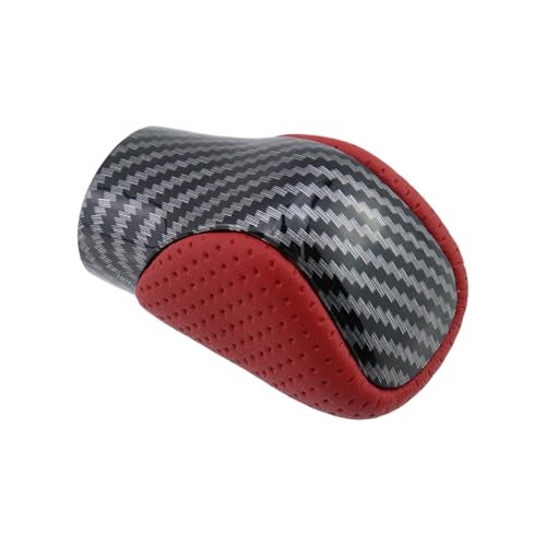 Meprotal 1 Pcs Non-Slip Carbon Fiber Gear Lever Shift Knob Suitable for Lexus GS350 GS450h GX460 IS250 IS300 IS350 IS500 NX200t NX300 NX300h RC300, Punched Red Leather with Carbon Fiber - Image 3