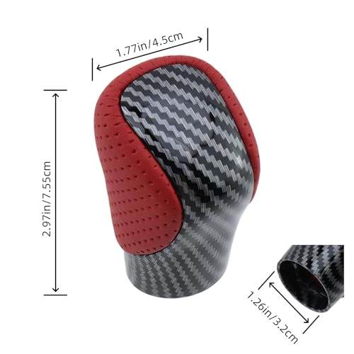 Meprotal 1 Pcs Non-Slip Carbon Fiber Gear Lever Shift Knob Suitable for Lexus GS350 GS450h GX460 IS250 IS300 IS350 IS500 NX200t NX300 NX300h RC300, Punched Red Leather with Carbon Fiber - Image 2