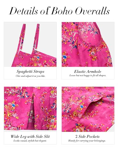 YESNO Women's Summer Boho Casual Jumpsuits Wide Leg Overalls Floral Print Baggy Rompers with Pocket 3XL PZZCR Solid Black - Image 4