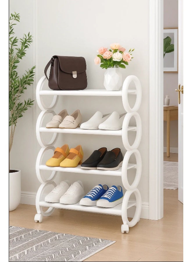 LINGWEI Plastic Shoe Rack 4‑Tier – Easy To Assembly Sturdy Entryway Bedroom Organizer with Flat Top - Image 1