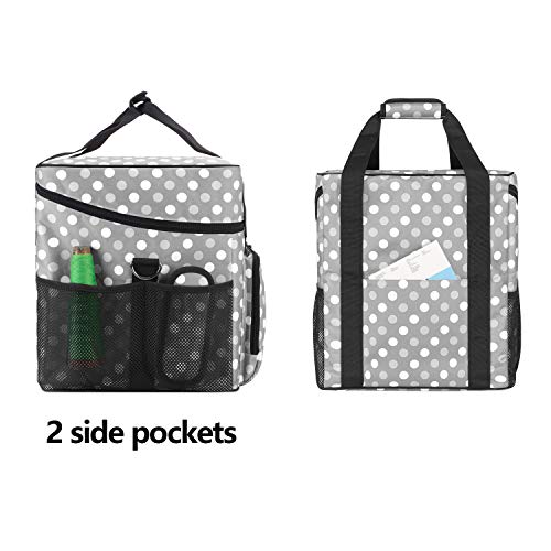 LUXJA Serger Case for Most Standard Overlock Machines, Serger Bag with Accessories Storage Pockets (Patented Design), Gray Dots - Image 3