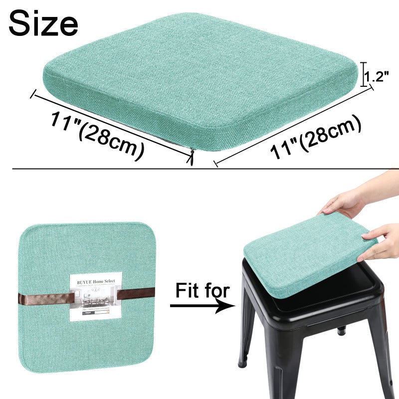 BUYUE BUYUE Friendly Woven Fabric Magnetic Bar Stool Cushions Set of 4  Enhanced Anti-Slip Breathable Small Chair Seat Pads for Caf? Bistro Stackable Metal Stools (Square  Light Green  4 Counts) - Image 3