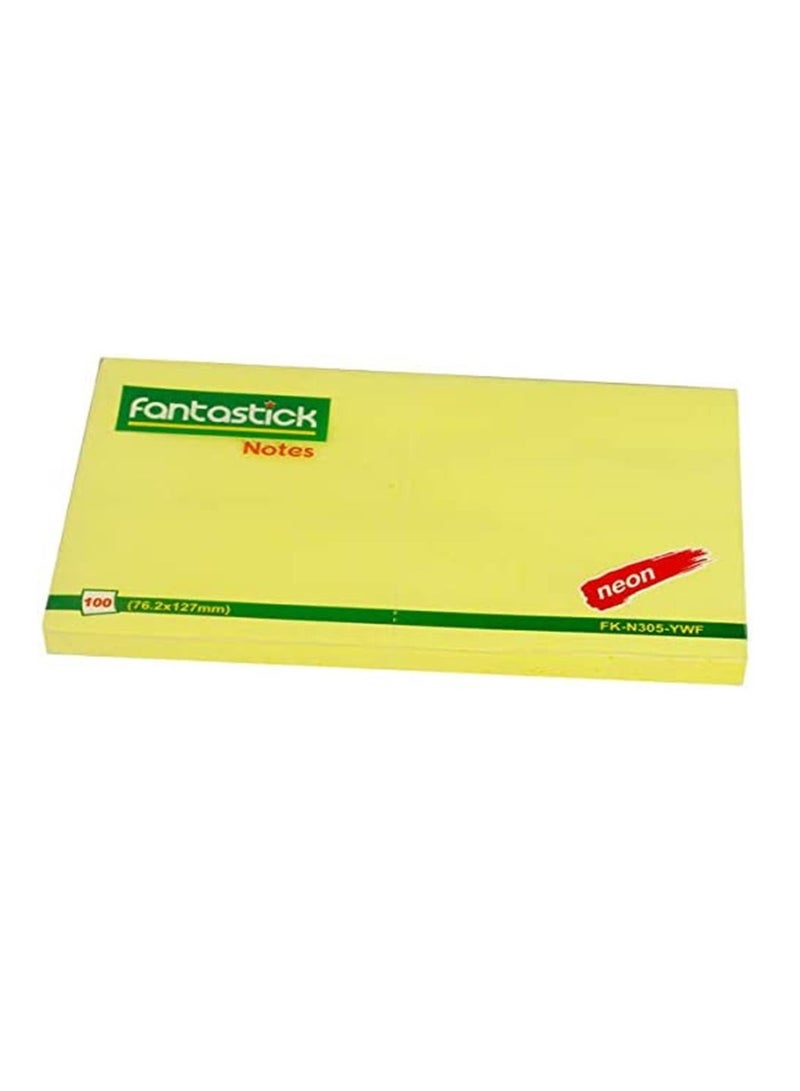 Fantastick ملاحظات لاصقة 3 قطع بحجم 3x5 بوصة باللون الأصفر النيون - Image 2