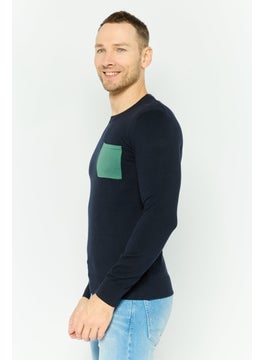 Jules Men Crew Neck Long Sleeves Heather Sweatshirt, Navy  - Image 3
