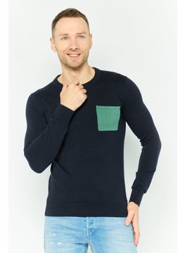 Jules Men Crew Neck Long Sleeves Heather Sweatshirt, Navy  - Image 1