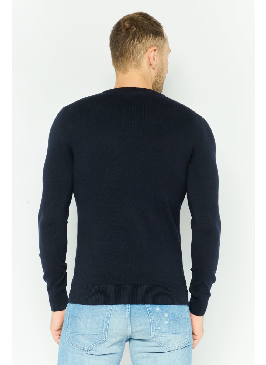 Jules Men Crew Neck Long Sleeves Heather Sweatshirt, Navy  - Image 2