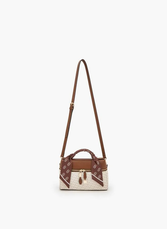 Celeste BEIGE Monogram Print Crossbody Bag With Scarf Accent for Women | Best Price UAE