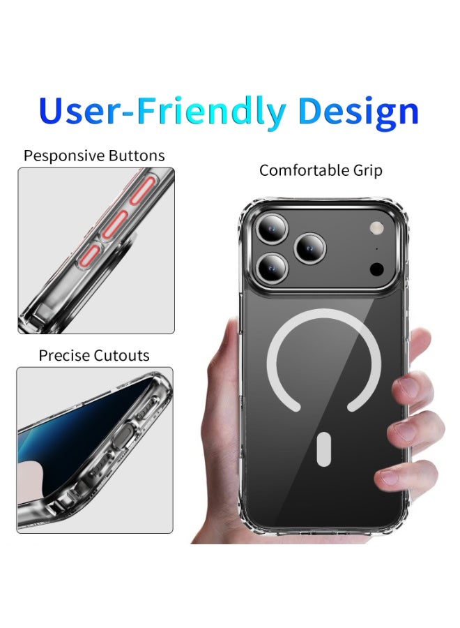 Abania iPhone 17 Pro Clear Case Compatible with MagSafe, Strong Magnetic Shockproof iPhone 17 Pro Cover,Crystal Clear Anti-Yellowing & Anti-Fingerprint, Scratch Resistant Protective Case for iPhone 17 Pro - Image 3